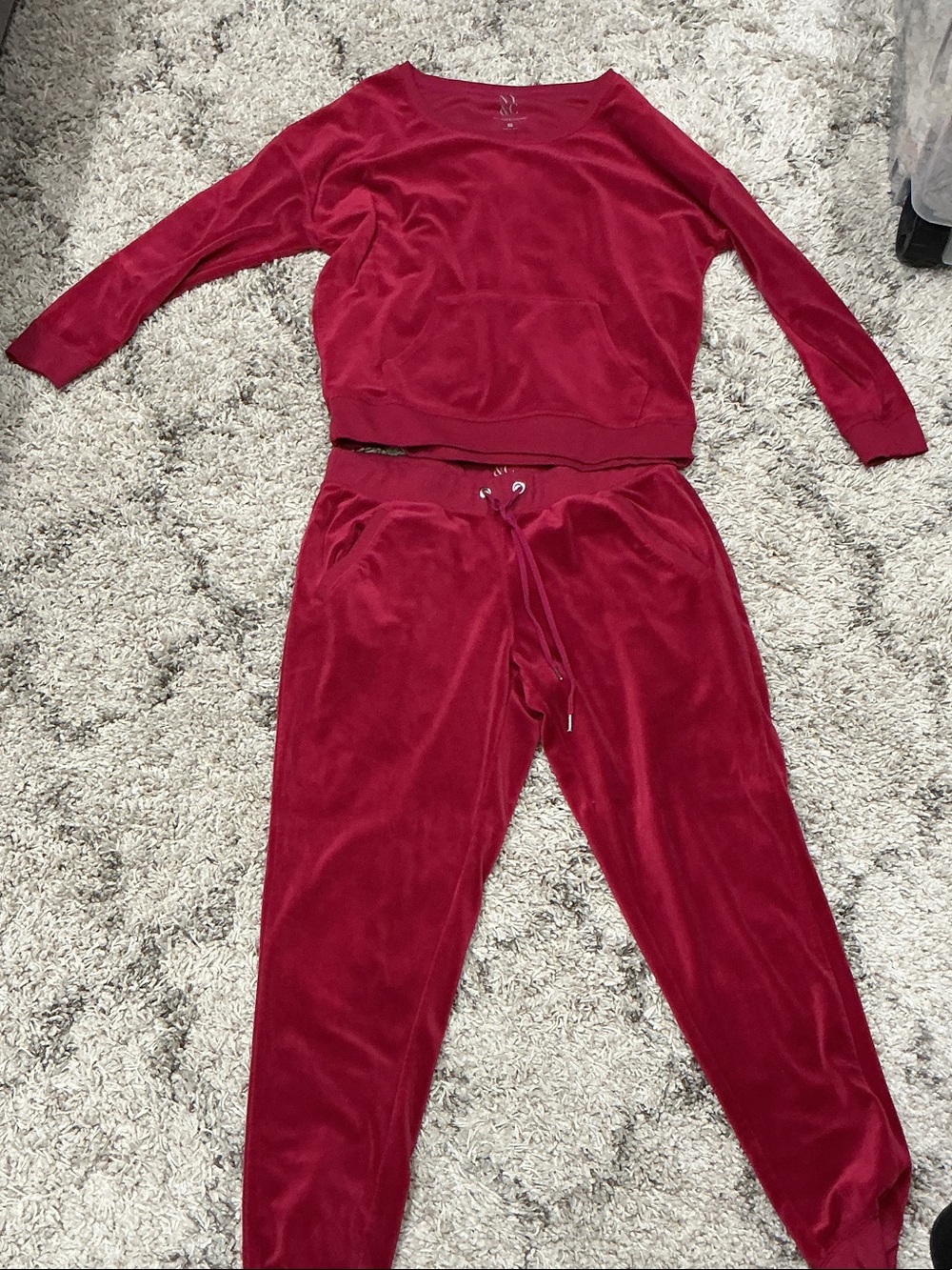 New York & Company Women's Fuchsia Pink Velour Jumpsuit Set